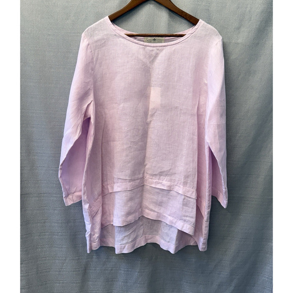 Crown Linen Designs Tunic Top Womens Size M Pink Charlotte Euro Lagenlook NWT - Picture 1 of 8